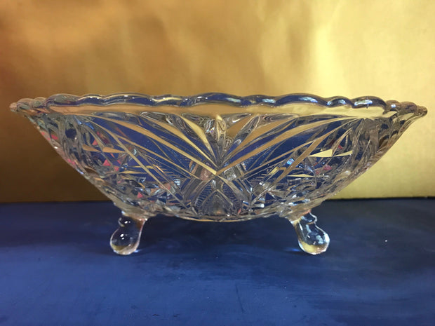 Midcentury Footed Clear Bowl Pressed Glass Design