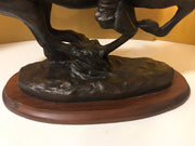Vintage “Trooper of the Plains” Frederic Remington Chesapeake Reproductions Inc Large Sculpture on Wood Platform