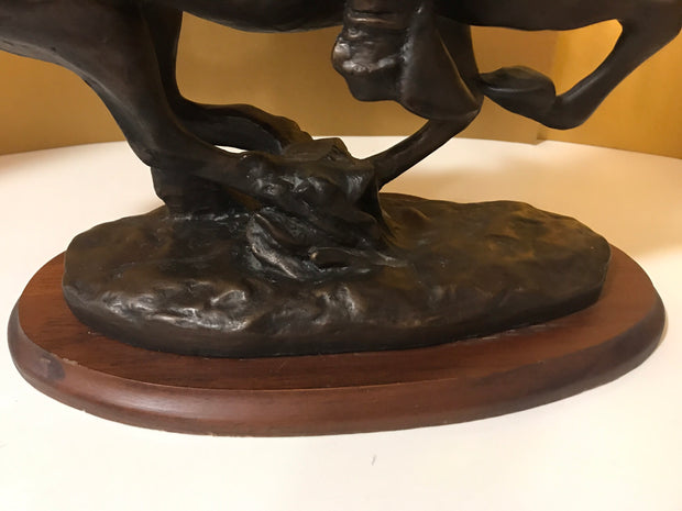 Vintage “Trooper of the Plains” Frederic Remington Chesapeake Reproductions Inc Large Sculpture on Wood Platform