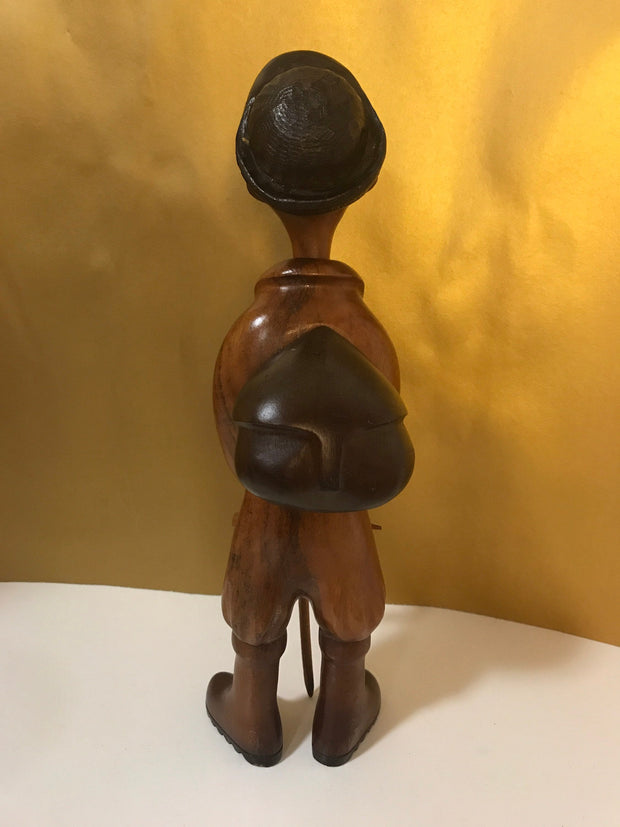 Vintage Mountain Climber Hat pic Boots & Backpack Sizing up a climb Hand Carved Solid Mahogany