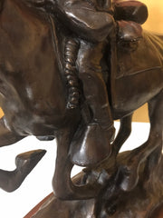 Vintage “Trooper of the Plains” Frederic Remington Chesapeake Reproductions Inc Large Sculpture on Wood Platform