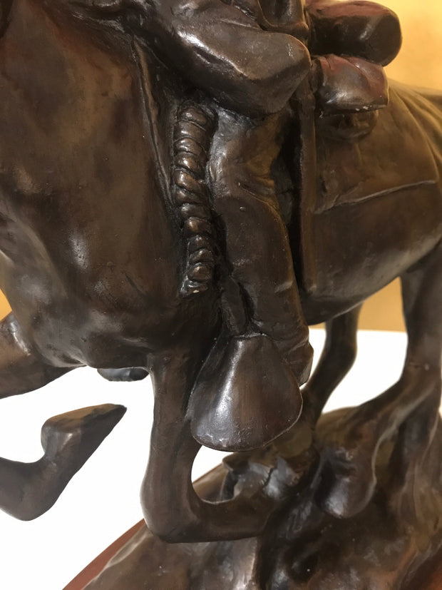 Vintage “Trooper of the Plains” Frederic Remington Chesapeake Reproductions Inc Large Sculpture on Wood Platform