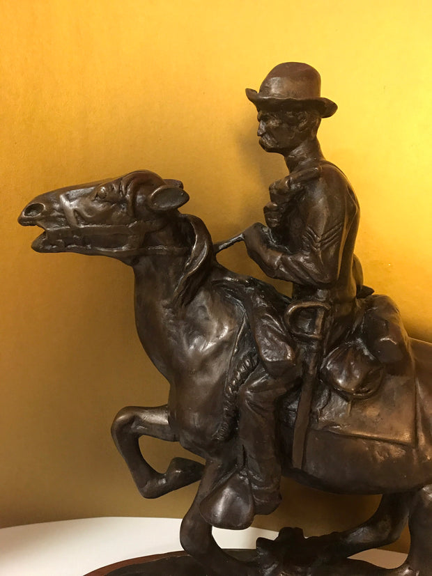 Vintage “Trooper of the Plains” Frederic Remington Chesapeake Reproductions Inc Large Sculpture on Wood Platform
