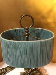 Midcentury Onyx & Brass Dragon Accent Lamp