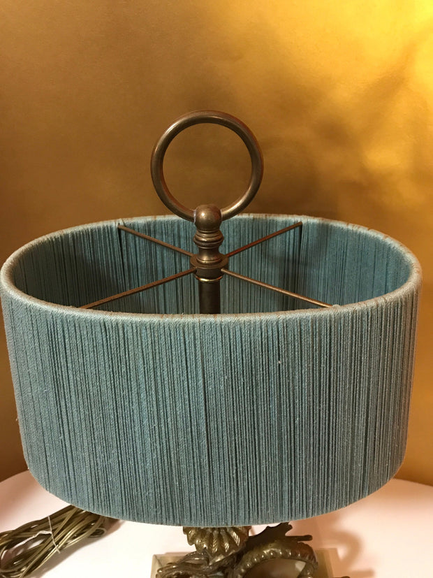 Midcentury Onyx & Brass Dragon Accent Lamp