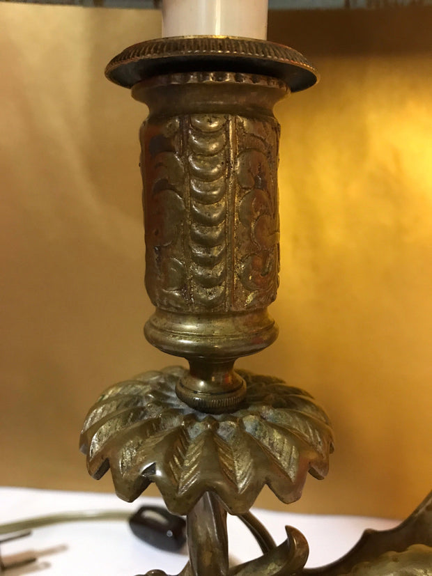 Midcentury Onyx & Brass Dragon Accent Lamp
