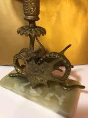 Midcentury Onyx & Brass Dragon Accent Lamp