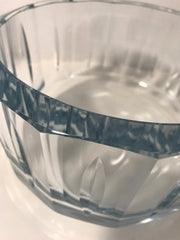 Art Crystal Clear Blue  Bowl by Strombergshyttan  Modern Swedish Crystal 1970 Signed 7389
