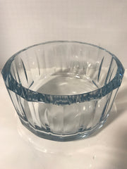 Art Crystal Clear Blue  Bowl by Strombergshyttan  Modern Swedish Crystal 1970 Signed 7389
