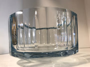 Art Crystal Clear Blue  Bowl by Strombergshyttan  Modern Swedish Crystal 1970 Signed 7389