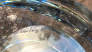 Art Crystal Clear Blue  Bowl by Strombergshyttan  Modern Swedish Crystal 1970 Signed 7389