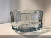 Art Crystal Clear Blue  Bowl by Strombergshyttan  Modern Swedish Crystal 1970 Signed 7389