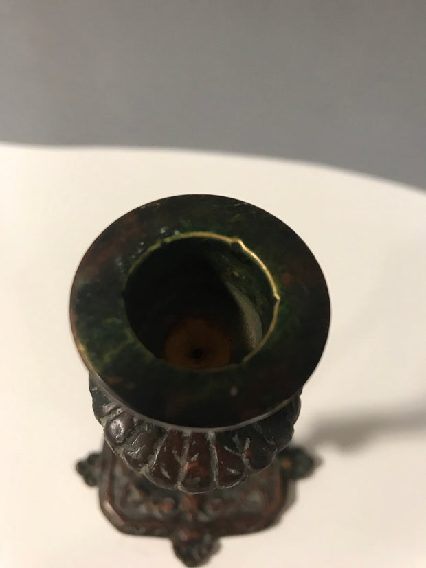 1900 Solid Brass Heron Candlestick Authentic Antique