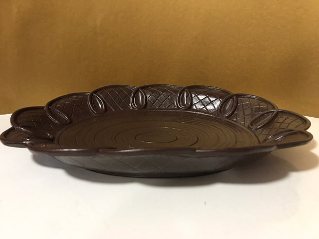 Syroco Wood Vintage Brown Oval Table Bowl/ Plate Fruit Bowl Centerpiece Large/Med