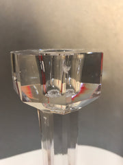 Vintage Tall 8 5/8” Kosta Boda Paneled Pillar Crystal Pair Candlesticks
