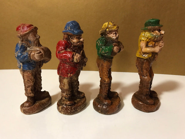 Syroco  Wood 1940s Beat Up Hillbilly Band Figurines 4 pc Set Collectable