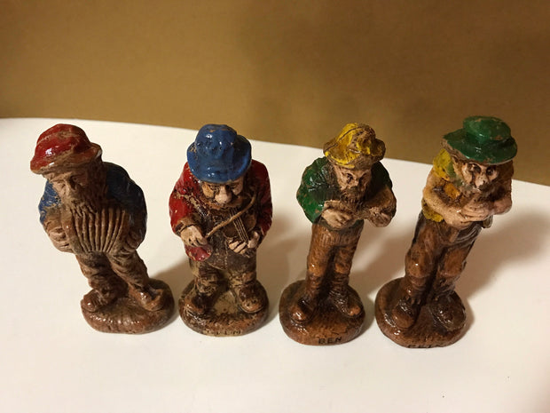 Syroco  Wood 1940s Beat Up Hillbilly Band Figurines 4 pc Set Collectable