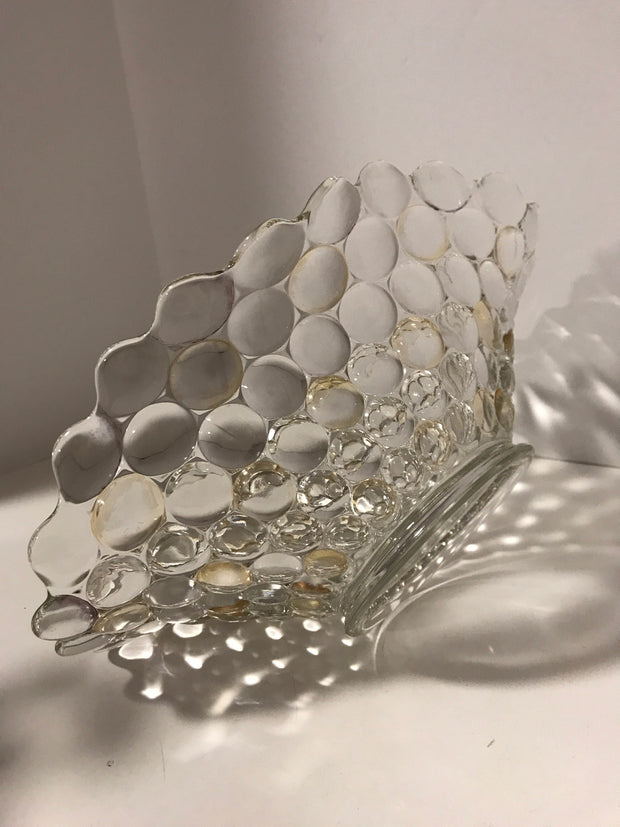 Vintage 1940s Large Bubble Clear Glass W/ Gold/Yellow Iridescence