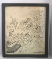 Antique Lithograph NEWSPAPER ART The Chicago Tribune “ The Magnet” 1925 Framed Print