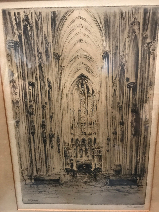 Early 1900s Fine Impression Etching by Paul Geissler, Pencil Signed “ The Cathedral “