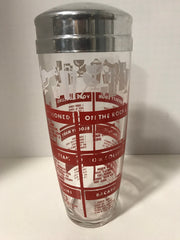 Vintage Cocktail  Shaker Chrome & Glass Barware Drink Shaker Drink Mixer Clear with Red Graphics