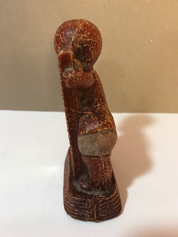 Vintage 1949 Multi Prod Inc Thermometer Americana Wood Figurine Small boy with diaper