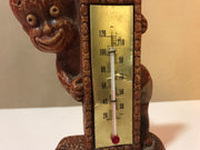 Vintage 1949 Multi Prod Inc Thermometer Americana Wood Figurine Small boy with diaper