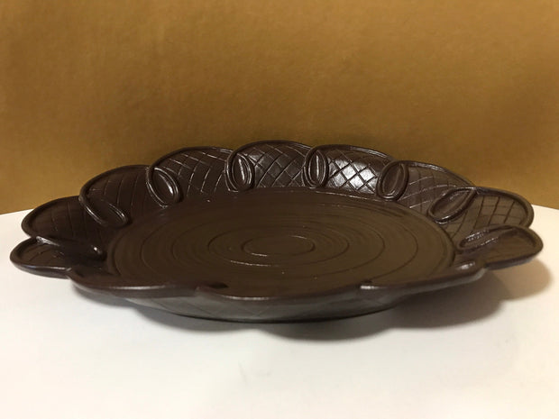 Syroco Wood Vintage Brown Oval Table Bowl/ Plate Fruit Bowl Centerpiece Large/Med