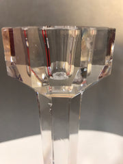 Vintage Tall 8 5/8” Kosta Boda Paneled Pillar Crystal Pair Candlesticks
