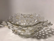 Vintage 1940s Large Bubble Clear Glass W/ Gold/Yellow Iridescence