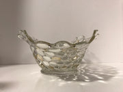 Vintage 1940s Large Bubble Clear Glass W/ Gold/Yellow Iridescence