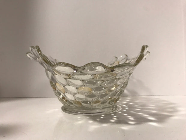 Vintage 1940s Large Bubble Clear Glass W/ Gold/Yellow Iridescence