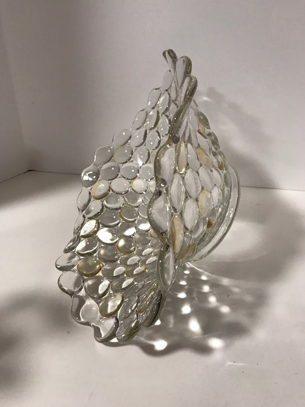 Vintage 1940s Large Bubble Clear Glass W/ Gold/Yellow Iridescence