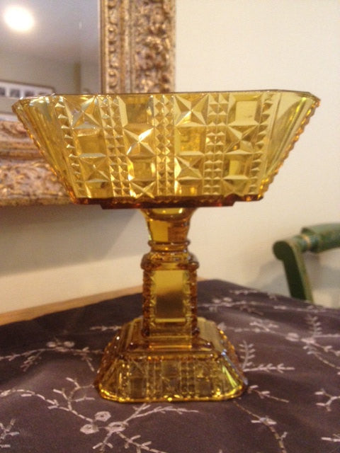 Antique EAPG Adams & Co. Valencia Waffle Compote bowl