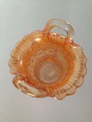 Antique 1900s Dugan Glass Co Marigold Carnival Glass Small Basket