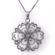 Art Deco 14K White Gold  Genuine Diamond Pendant with 14k Chain 0.50tcw Italian