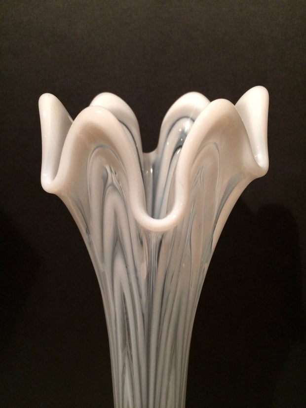 Antique 1907 Fenton Tree Trunk Vase White Opalescent