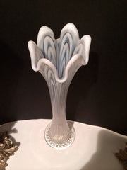 Antique 1907 Fenton Tree Trunk Vase White Opalescent