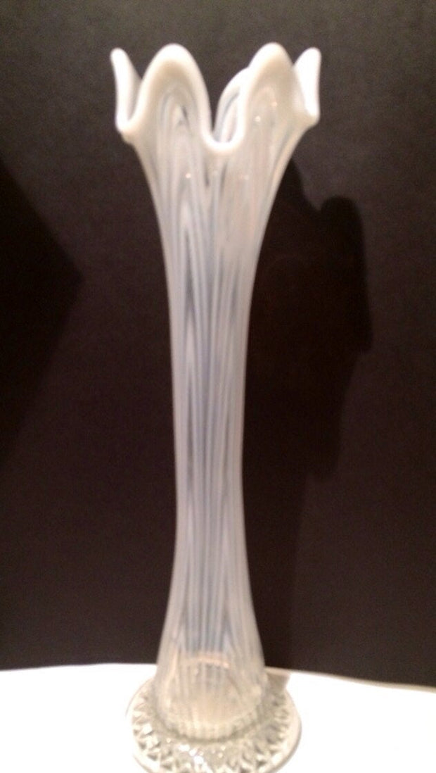 Antique 1907 Fenton Tree Trunk Vase White Opalescent