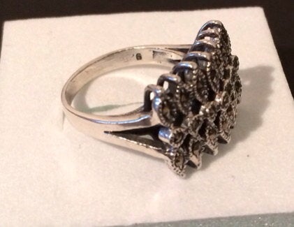 Sterling Silver 925 Marcasite  Ring Vintage
