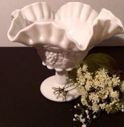 Westmoreland  Milk Glass Compote Double Ruffle Centerpiece