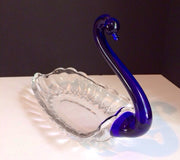 Crystal Cobalt Blue Swan Dish New Martinsville Duncan Miller 1930s Janice Butter Dish Smart buy Selling Half Price AS IS