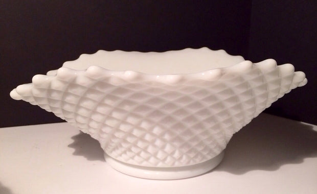 English Hobnail Centerpiece Bowl Westmoreland Milk Glass Cottage Chic