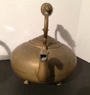 Antique Brass Teapot Glass Handle Victorian Kettle