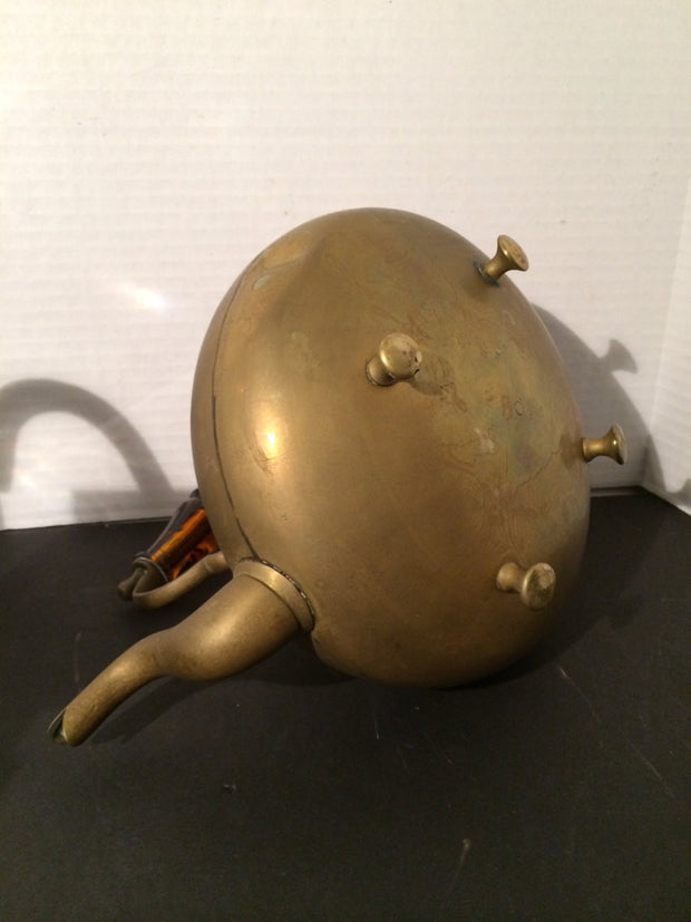 Antique Brass Teapot Glass Handle Victorian Kettle