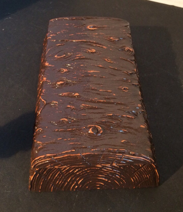 1940s Syroco Wood Log Trinket Box Rustic “Cut Log” Design