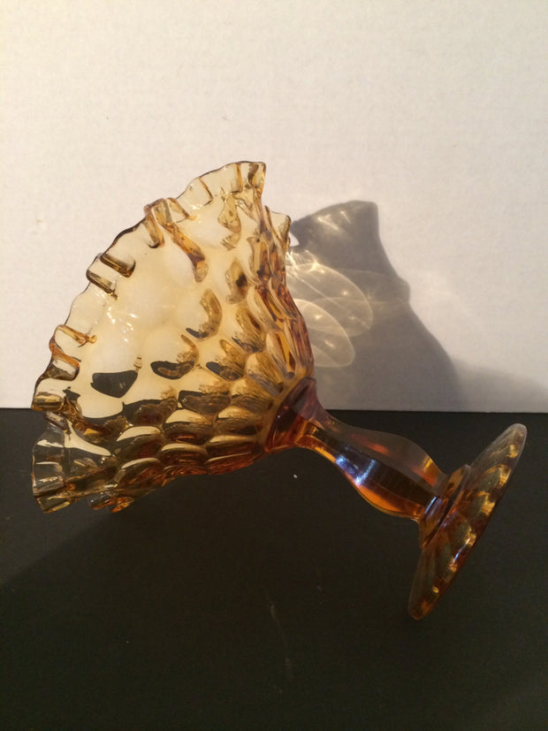 Amber Glass Centerpiece/Pedestal/Candy Dish Bowl Americana Fenton Thumbprint