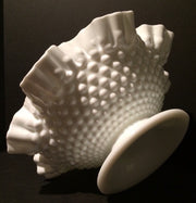 Fenton Vintage Double Ruffle Hobnail Bowl Pedestle Cottage Chic