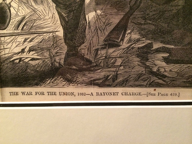 Harpers Weekly Genuine Antique Newspaper Print 1862 A Bayonet Charge Framed Historical History Collection