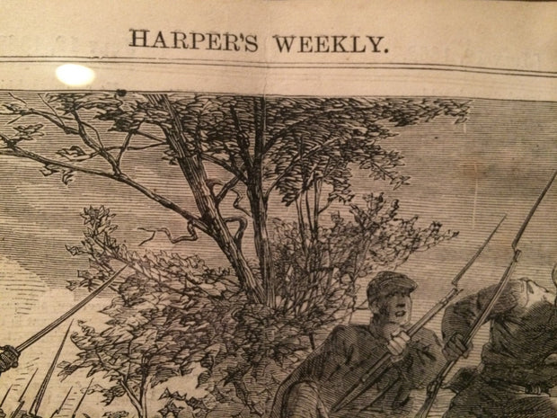 Harpers Weekly Genuine Antique Newspaper Print 1862 A Bayonet Charge Framed Historical History Collection
